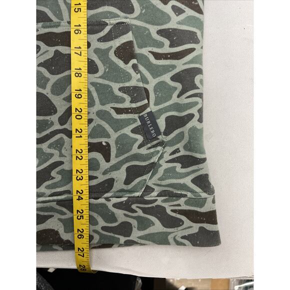 Burlebo Hoodie Mens Size Medium Green Retro Duck Camo Fleece Pullover - Picture 11 of 12